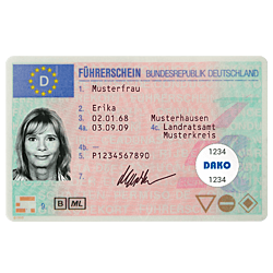 Ansicht Führerschein mit RFID-Tag für die Führerscheinkontrolle